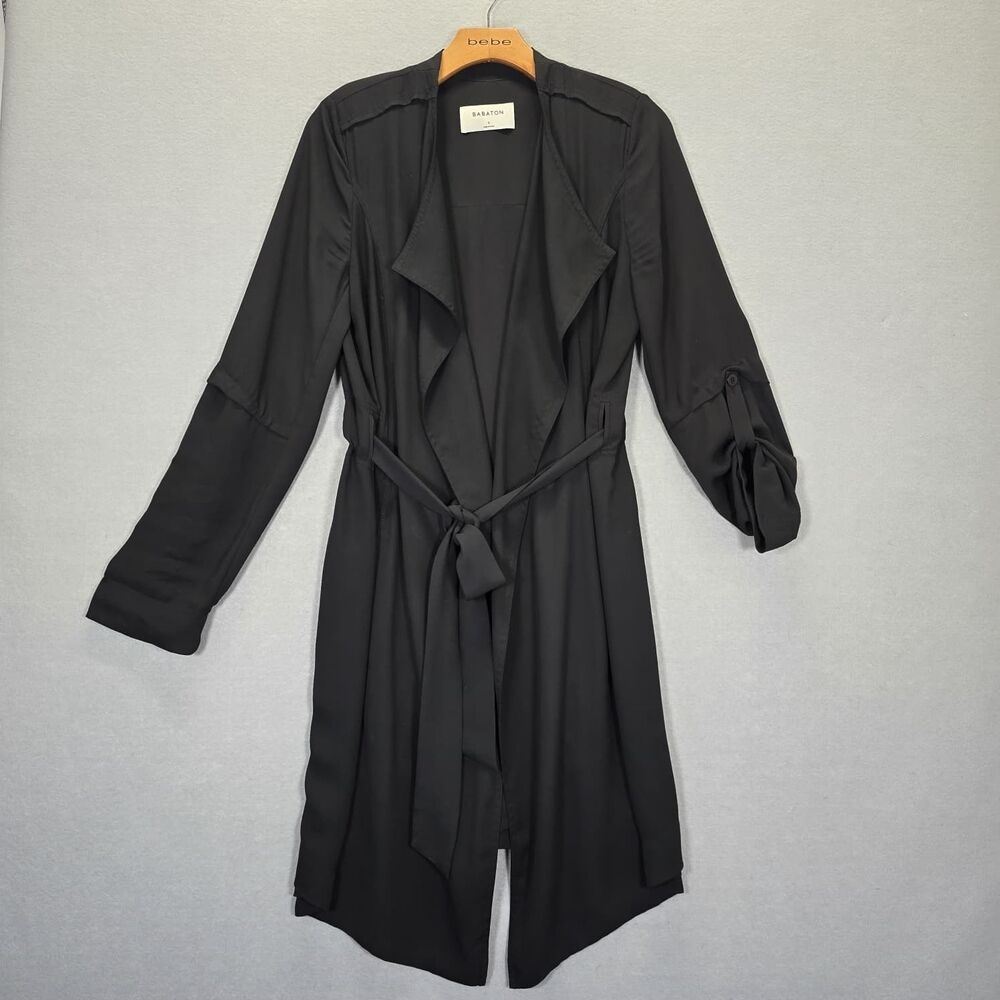 Aritzia Babaton Quincey Jacket Trench Small S Black Coat Work Blazer